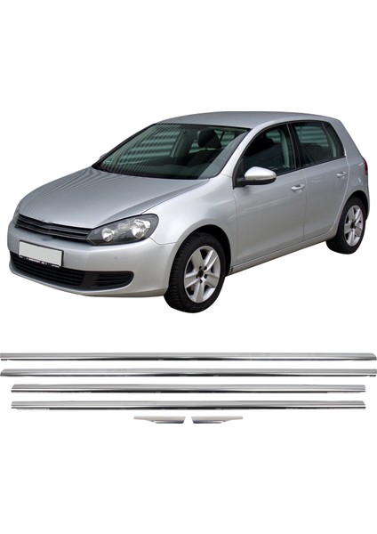 Volkswagen Golf 6 Uyumlu 2009-2013 Krom Cam Çıtası 4 Parça Paslanma Çelik
