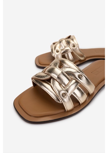 Kadın Hakiki Deri Dore Düz Terlik 1112 110-14 Bn Trlk Y25 Dore modelleri