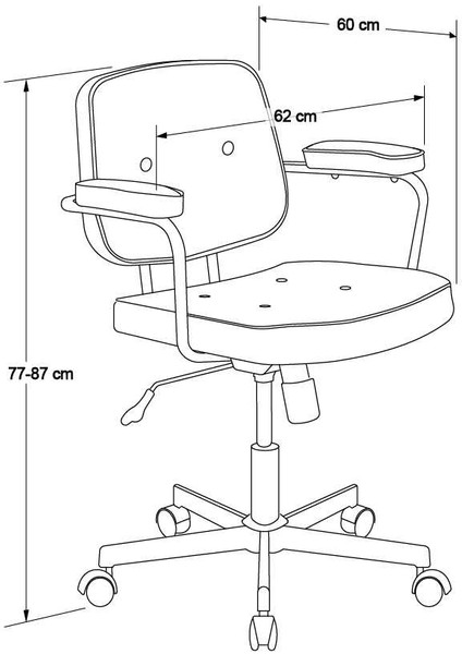 Button Çalışma Sandalyesi Kumaş - Koyu Vizon 62X77-87X60 cm