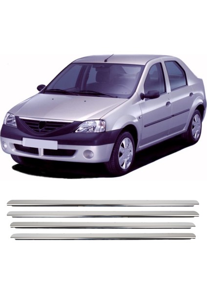 Dacia Logan Uyumlu 2005-2013 Krom Cam Çıtası 4 Parça Paslanmaz Çelik