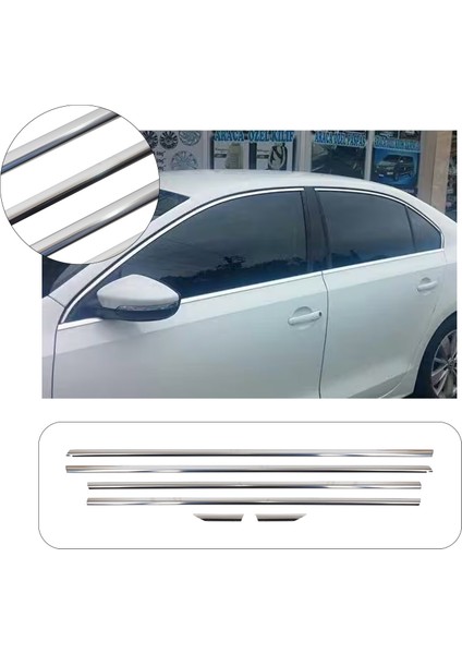 Volkswagen Jetta Uyumlu 2011 ve Üzeri Krom Cam Çıtası 6 Parça Paslanmaz Çelik