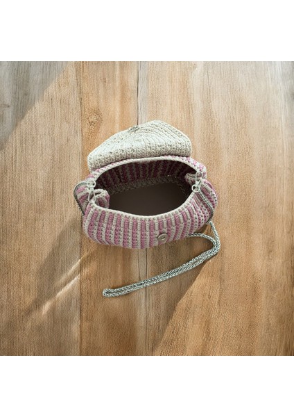 Kadın Pudra Krem Iki Renkli Çıtçıtlı Tabanlı Desenli Örgü Kol Omuz Çantası En 26 cm Boy 14 cm Derinlik 10 cm fiyatları