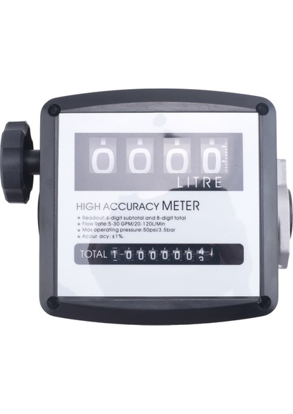 Mekanik Yakıt Ölçer 4 Haneli Yakıt Akışı Mekanik Yakıt Akış Ölçer 25 mm (1 Inç Iç Dişli) 5-30 GPM/20-120L/DAK (Yurt Dışından)