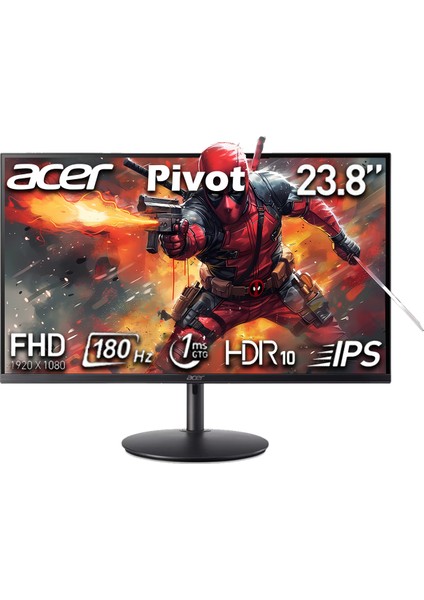 Nitro XF240Y M3BIIPH 23.8" 1ms 180Hz Amd Freesync™ Premium (1 x Displayport 1.4, 2 x HDMI 2.0) HDR10 IPS Panel Fhd Pivot Oyuncu Monitör UM.QX0EE.315