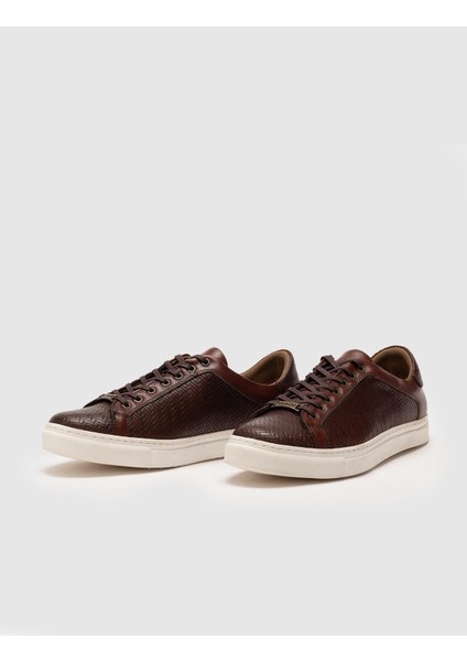 Lazerli Sneaker Günlük Erkek Ayakkabı Taba Deri fırsatları