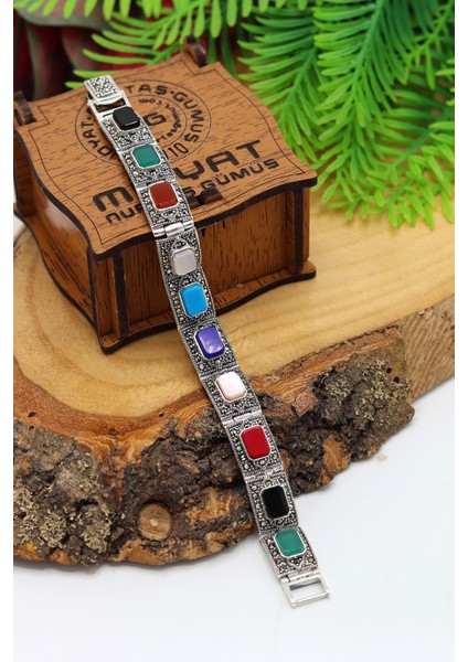 Sıra Taşlı Kare Model Markazit Kadın Gümüş Bileklik 201024430 fiyatları