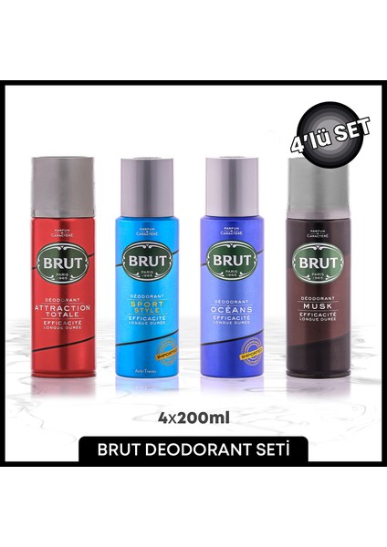 Erkek Deodorant Seti Oceans, Attraction, Sports, Musk 4*200 ml fiyatları