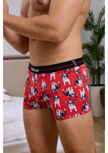 Köpek Desenli Dijital Baskılı Erkek Boxer