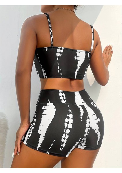 Kadın Büzgü Detay Askılı Crop Mini Tayt Ikili Takım fiyatları