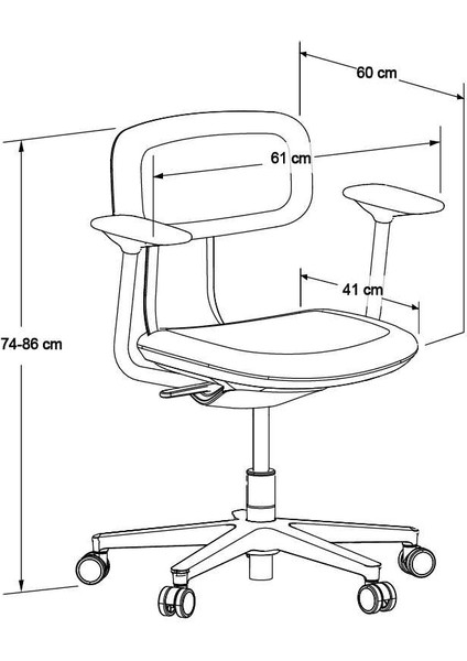 Tesla Comfort Çalışma Koltuğu - Koyu Gri Kumaş 61 x 74-86 x 60 cm