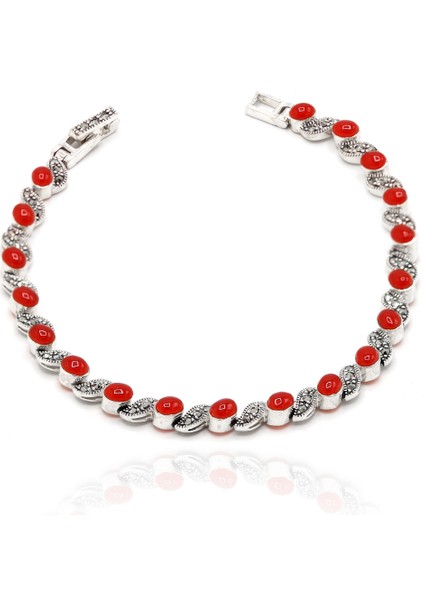 Akik Taşlı Sarmal Model Markazit Kadın Gümüş Bileklik 201024429 indirimleri