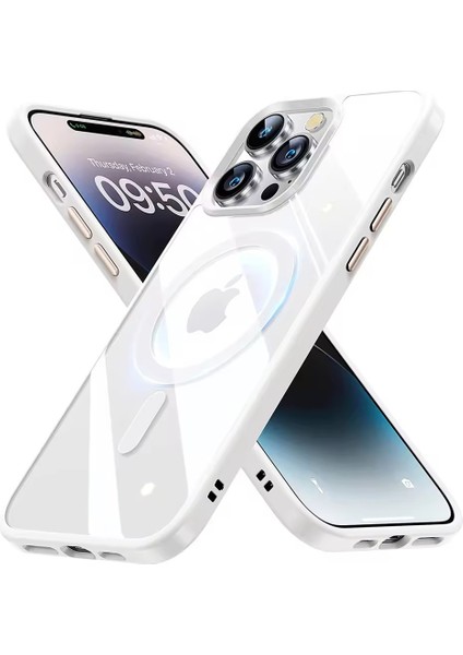 Iphone 15 Pro Max Uyumlu Kılıf Magsafe ve Şeffaf Lens Koruyuculu