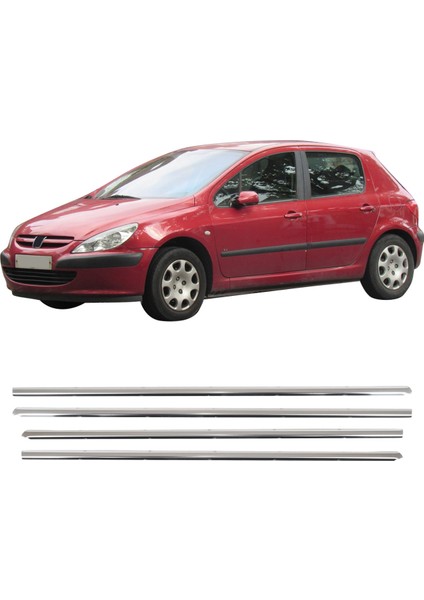 Peugeot 307 Uyumlu 2001-2008 Krom Cam Çıtası 4 Parça Paslanmaz Çelik fiyatları