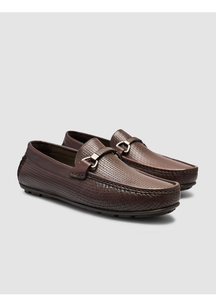 %100 Hakiki Deri Kahverengi Tokalı Erkek Loafer fiyatları