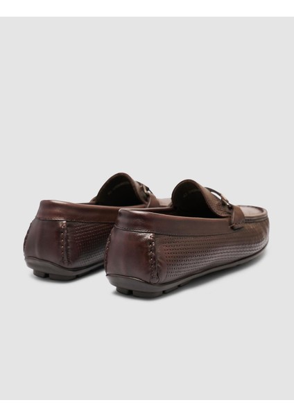 %100 Hakiki Deri Kahverengi Tokalı Erkek Loafer modelleri