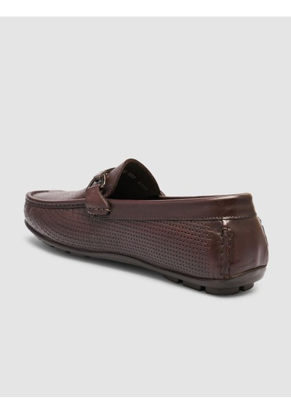 %100 Hakiki Deri Kahverengi Tokalı Erkek Loafer indirimleri