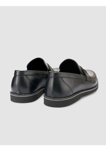 %100 Hakiki Deri Siyah Erkek Loafer