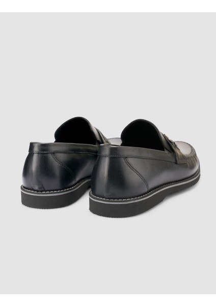 %100 Hakiki Deri Siyah Erkek Loafer modelleri