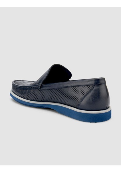%100 Hakiki Deri Lacivert Erkek Loafer indirimleri