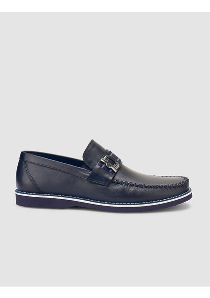 %100 Hakiki Deri Lacivert Erkek Loafer