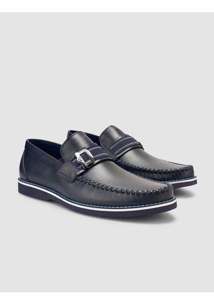 %100 Hakiki Deri Lacivert Erkek Loafer fiyatları