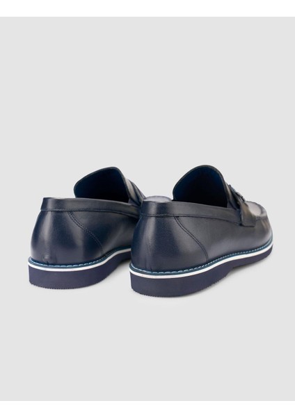 %100 Hakiki Deri Lacivert Erkek Loafer modelleri