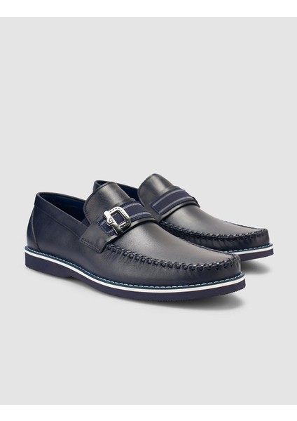 %100 Hakiki Deri Lacivert Erkek Loafer fiyatları