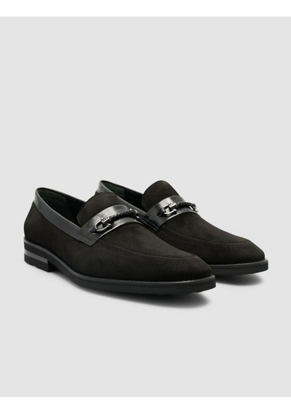 %100 Hakiki Deri Süet Siyah Toka Detaylı Erkek Loafer fiyatları