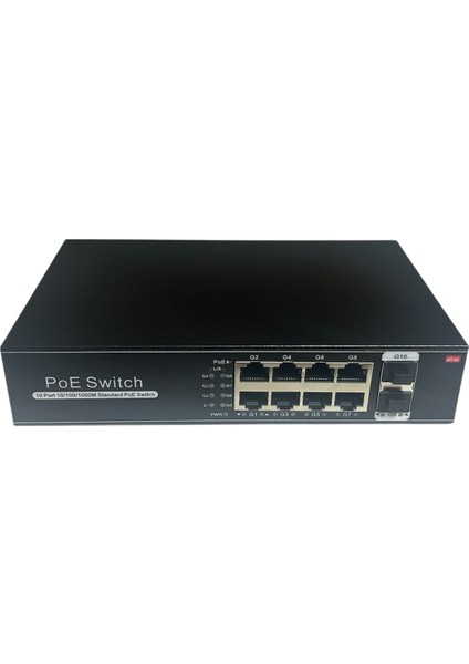 8 Port Gigabit Poe Switch + 2 Port Sfp Uplink | IEEE802.3AF/AT | 120W Güç Desteği