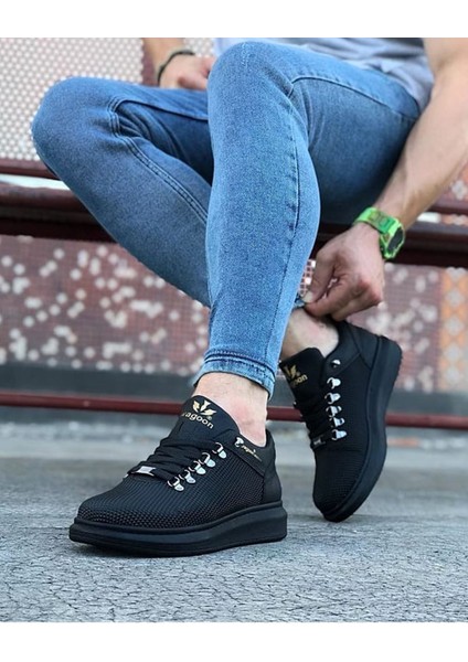 J047 Bağcıklı Ortopedik Taban Erkek Sneaker Günlük Ayakkabı St Siyah fiyatları
