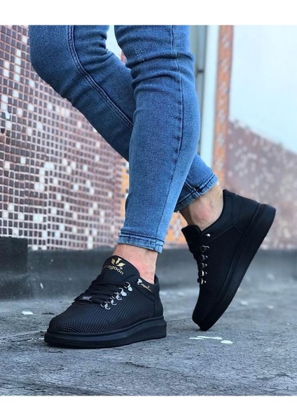 J047 Bağcıklı Ortopedik Taban Erkek Sneaker Günlük Ayakkabı St Siyah modelleri