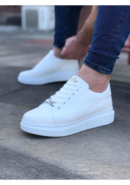 J028 Bağcıklı Ortopedik Taban Erkek Sneaker Günlük Ayakkabı Bt Beyaz