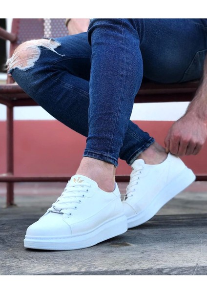 J028 Bağcıklı Ortopedik Taban Erkek Sneaker Günlük Ayakkabı Bt Beyaz