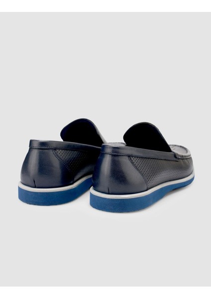 %100 Hakiki Deri Lacivert Erkek Loafer modelleri