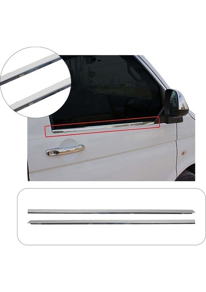 Volkswagen Transporter T5 Uyumlu 2003-2014 Krom Cam Çıtası 2 Parça Paslanmaz Çelik