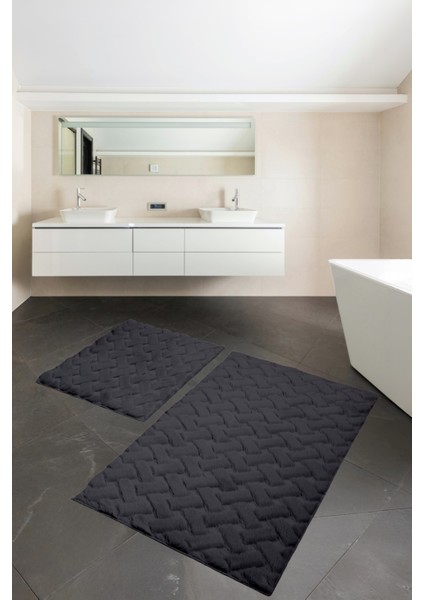 Desenli Tavşan Tüyü Yumuşak 2’li Banyo Paspası – Kaymaz Tabanlı Klozet Takımı Antrasit fiyatları