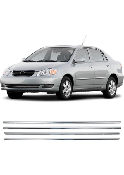 Toyota Corolla Uyumlu 2002-2007 Krom Cam Çıtası 4 Parça Paslanmaz Çelik fiyatları