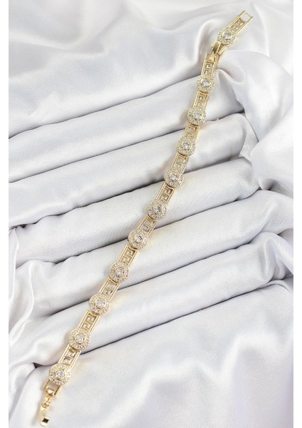 Pirinç Greg Model Zirkon Taşlı Gold Renk Vip Seri Kadın Bileklik - Modern Stil fiyatları