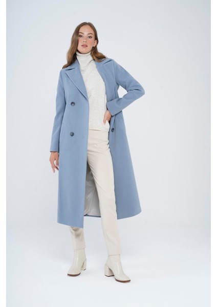 Kruvaze Belden Bağlamalı Ara Boy Kaban Mavi 3754 fırsatları