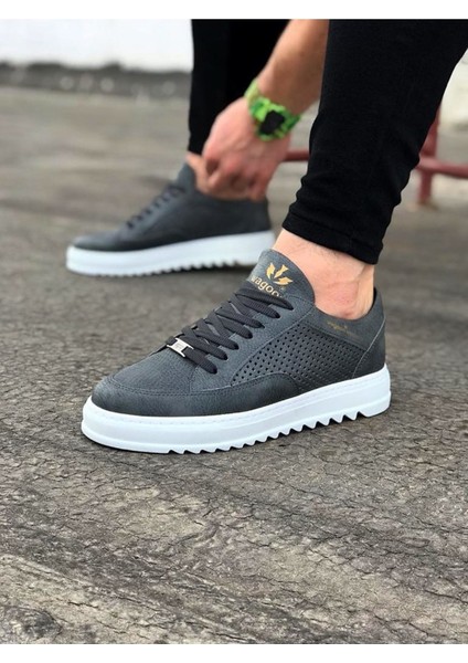 J505 Bağcıklı Ortopedik Taban Erkek Sneaker Günlük Ayakkabı Bt Gri