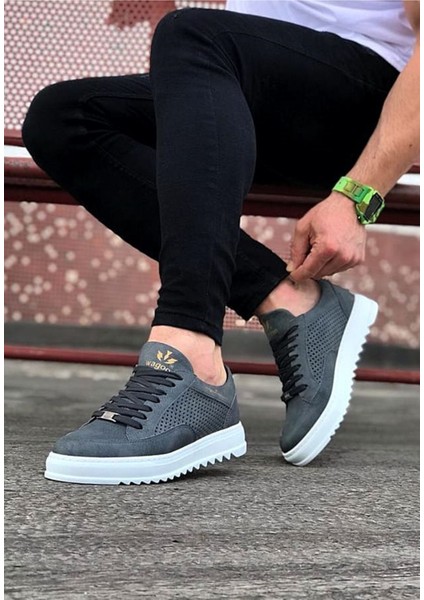 J505 Bağcıklı Ortopedik Taban Erkek Sneaker Günlük Ayakkabı Bt Gri