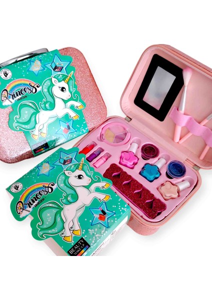 “princess Unicorn” Su Bazlı Çocuk Makyaj Seti – Parlak Çantalı Hediye Kutusu