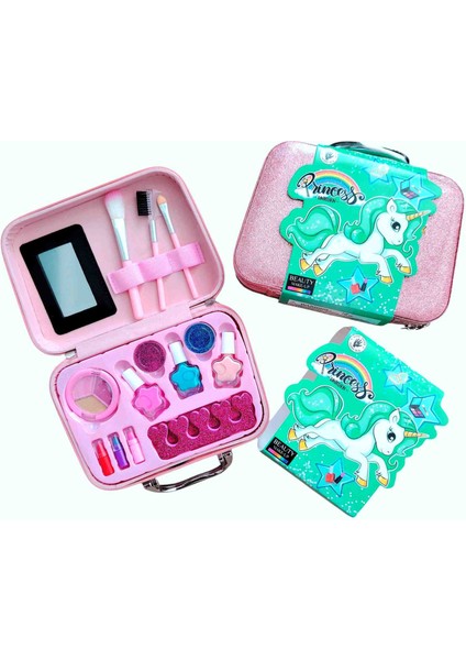 “princess Unicorn” Su Bazlı Çocuk Makyaj Seti – Parlak Çantalı Hediye Kutusu fırsatları