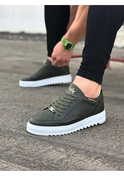 J505 Bağcıklı Ortopedik Taban Erkek Sneaker Günlük Ayakkabı Bt Haki