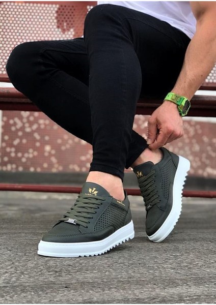 J505 Bağcıklı Ortopedik Taban Erkek Sneaker Günlük Ayakkabı Bt Haki fiyatları