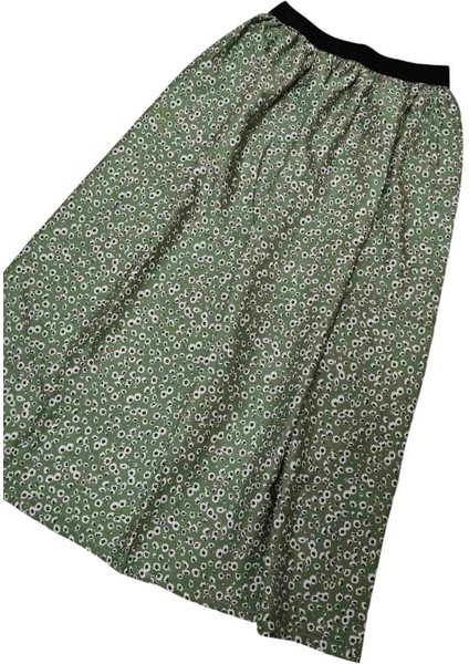 Kız Çocuk Çiçek Desenli Uzun Etek – Yüksek Bel Rahat Kalıp Namaz Eteği modelleri