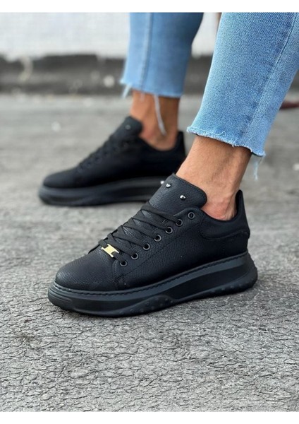 J501 Bağcıklı Ortopedik Taban Erkek Sneaker Günlük Ayakkabı St Siyah