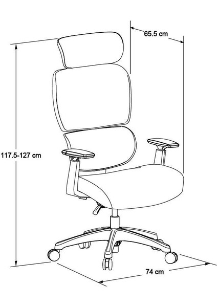 Unique-S Yönetici ve Çalışma Koltuğu-Siyah 74X117.5-127X65.5 cm