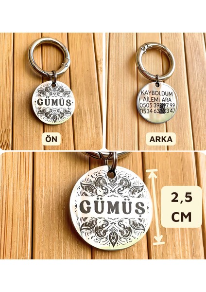 Isme Özel Çelik Kedi Köpek Isimlik Künyesi Rangoli Gümüş modelleri