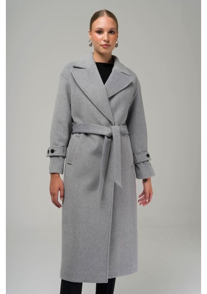 Çıt Çıt Kapamalı Kolu Patlı Düşük Kol Oversize Kaban A.gri 3933